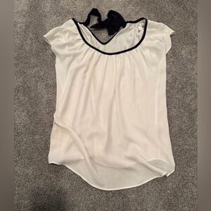 LC Lauren Conrad Cream Blouse with Black Trim